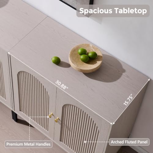 IFGET 92.63"W Modern Arch Sideboard Buffet Cabinet with Storage, Light Grey - color: Light Grey, size: 3 Pieces
