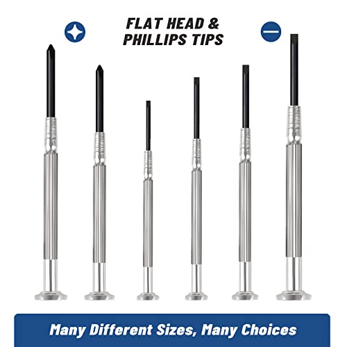 6PCS Mini Precision Screwdriver Set, XAQISHIRE Small Screwdriver Kit with 6 Different Size Flathead and Phillips Screwdrivers, Ideal For Watch, Jewelers, Eyeglass, Toys, Computer, Electronic Repairs - style: Durability