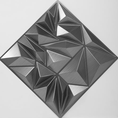 Art3d 33-Pack Modern Diamond Textured 3D Wall Panels, 12 x 12 in, Silver - color: ‎Silver, size: 12x12 Inch 33 pcs
