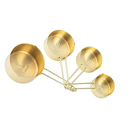 4pcs Stainless Steel Measuring Cups Set, Gold - color: gold-4pcs