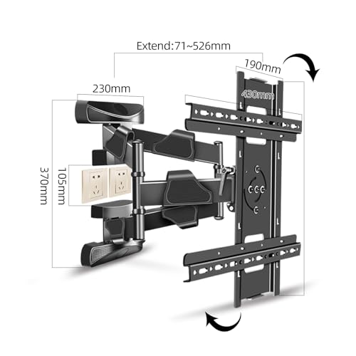 Portrait TV Mount for 32-65 inch, Vertical TV Mount ±90° Rotating - size: 32-65 Inch