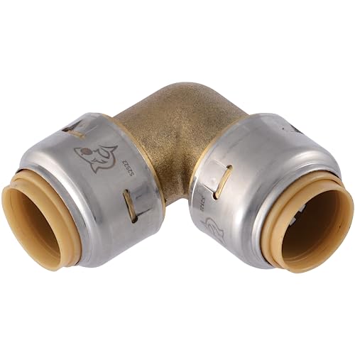 SharkBite Max 1/2 x 1/2 in PTC 90-Degree Elbow, Push-to-Connect Brass Plumbing Fitting, UR248A - size: 1/2 in.