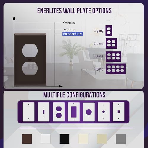 ENERLITES 10 Pack Outlet Covers Wall Plate for Duplex Receptacle, Brown - color: Brown, size: Standard Size