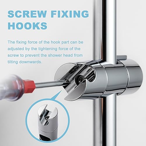OFFO Shower Head Holder, Adjustable 0.75-1.00 in(19-25 mm) Diameter Hand Shower Holder Bracket for Slide Bar, Detachable Slider Clamp Bathroom Replacement, 45 Degree Rotation Sprayer Holder, Chrome - style: Chrome