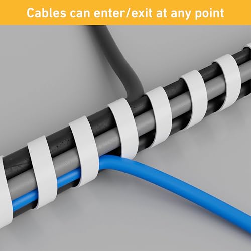 D-Line 8.2ft White Cord Wrap, Spiral Cable Sleeve, Expands 0.39-1.5in Diameter, Wrap by Hand - White - color: White