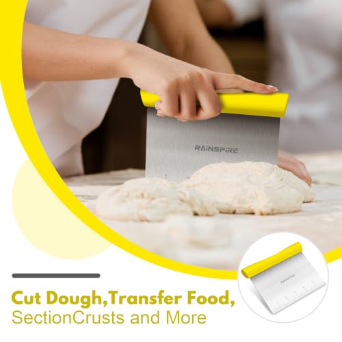 Multi-Purpose Stainless Steel Bench Scraper Dough Blender & Pastry Cutter - color: Yellow