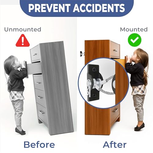 Furniture Anchors for Baby Proofing, Anti Tip Wall Mirror Anchors 4 Sets