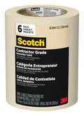 Scotch Contractor Grade Masking Tape 1 Inch Wide, 6 Rolls - size: 0.94" Width, style: 6 rolls
