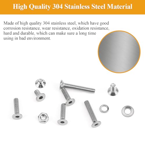 565 Pieces M3 Screws Nuts Washers Set, Sutemribor M3 x 4/6/8/10/12/16/20mm Countersunk Head Socket Cap Screws Nuts Washers Assortment Kit, 304 Stainless Steel, Fully Threaded - size: M3, style: Countersunk Head Socket Cap