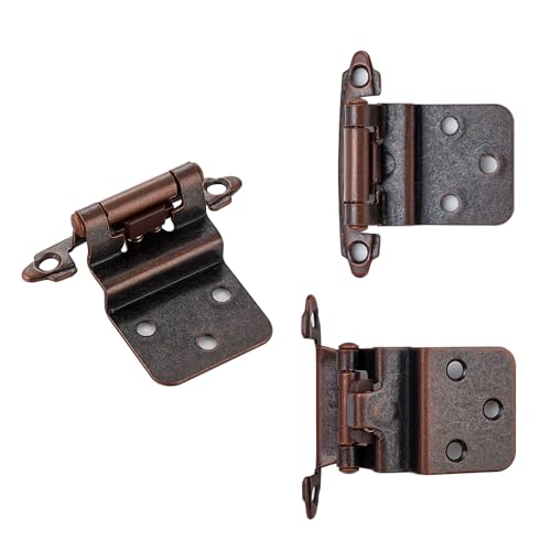 Antique Copper Cabinet Hinges, 3/8 Inch Inset, 4 Pack(2Pairs) - color: Antique Copper