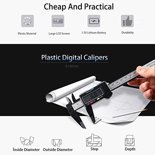 Digital Caliper,0-6 inch/150 mm,inch and Millimeter Conversion,LCD Screen