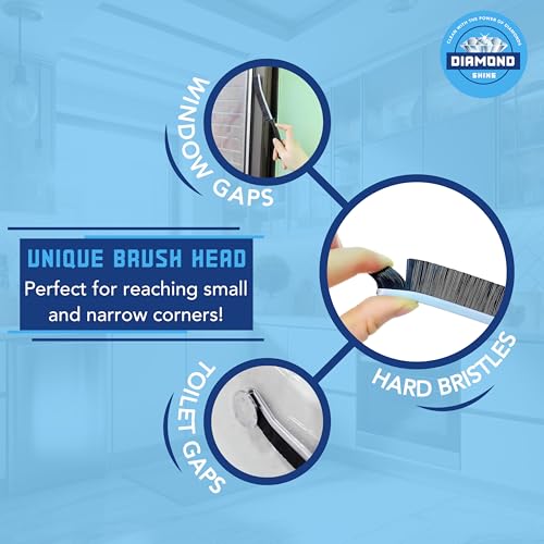 Diamond Shine 2-Pack Hard Bristle Crevice Cleaning Brush – Ergonomic Grout, Gap & Corner Scrub Brush for Kitchen, Bathroom & Baseboards