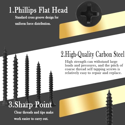 Drywall Screws Assortment Kit, #6#7 Black Wood Screws for Drywall, Phosphate Coated Finish, Fine Thread Sheetrock Screws Set, Phillips Bugle Head Self Tapping Dry Wall Screws, 148 Pcs - size: #6 and #7