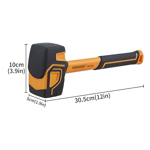 BOOSDEN Rubber Mallet Hammer Soft Rubber Hammer 20 oz - size: 20 Oz Rubber Mallet