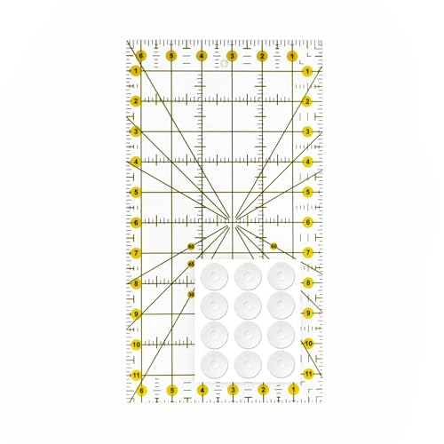 Sewing Rulers Quilting Ruler,Acrylic Quilting Templates,Sewing Tools Accessories Supplies for Patchwork Precision Fabric Cutting 1pcs(6.5x12inch) - color: Yellow