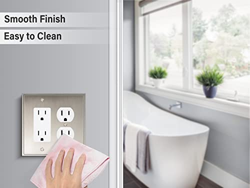 Henne Bery Soft Modern Decorative Wall Plate Switch Plate Outlet Cover (Decorator/Duplex, Satin Nickel) - style: Decorator/Duplex