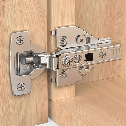 Chibery 4 Pack Full Overlay Cabinet Hinges, 4D Adjustment, Soft Close 105°