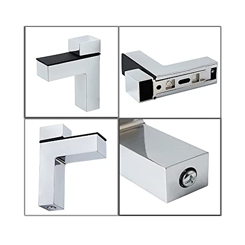 4 Pcs Adjustable Wood/Glass Floating Shelf Brackets Wall Mount (Polished Chrome) - size: Polished Chrome-4pcs