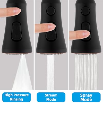 Hibbent Pull Down Kitchen Faucet Head Replacement with 15 Adapters - color: Oil Rubbed Bronze, style: Stay on sprayer without hold button