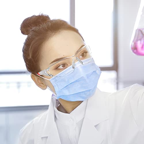 Clear ANSI Z87.1 Safety Glasses Eye Protection Goggles - color: Red