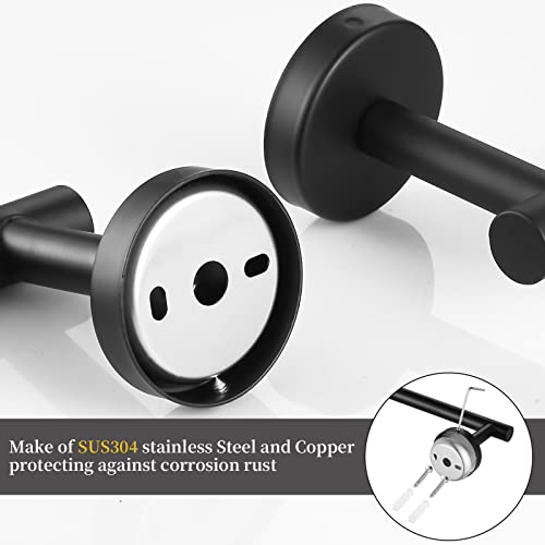 Towel Bar Set Mattel Black, Bathroom Accessories Set 5pcs Including 16'' Tower Bar, Towel Ring and 2 PCS Towel Hooks - color: Black-5pcs-16inch