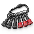 Enhanced Non-Slip Bit Holder 6pcs, 1/4 Drill Bit Holder, Bit Holder Key Chain, Impact Bit Holders for Impact Driver Drill Bit Extension Screwdriver & Drill Bits, w/Black Carabiner Gadget Gift for Men - color: Red&black