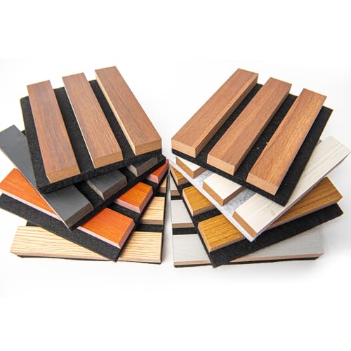 Art3d 3D Textured Soundproof Wood Slat Wall Panel, 6 x 4.7 in, Sample Pack - color: Samples Pack, size: 6 * 4.7 inch