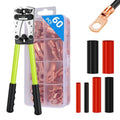 Battery Cable Lug Crimping Tool with 60pcs Copper battery terminal connectors,60pcs Dual Wall Adhesive Heat Shrink Tubing,Wire Crimper Tool for AWG 10-1/0 battery Cable Ends Crimper - color: Crimper With 120 Accessories