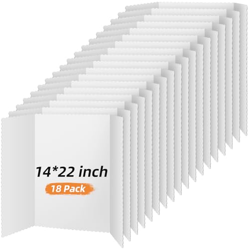 Ctosree 18 Pcs 14 x 22 Inch Tri Fold Poster Board Bulk for Display, White - color: White, size: 14 x 22 inch