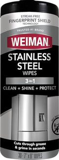 Weiman Stainless Steel Cleaner & Polisher, 30 Ct Wipes, Kitchen Appliance - style: 30 Count (Pack of 1)