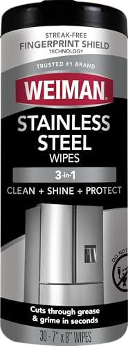 Weiman Stainless Steel Cleaner & Polisher, 30 Ct Wipes, Kitchen Appliance - style: 30 Count (Pack of 1)