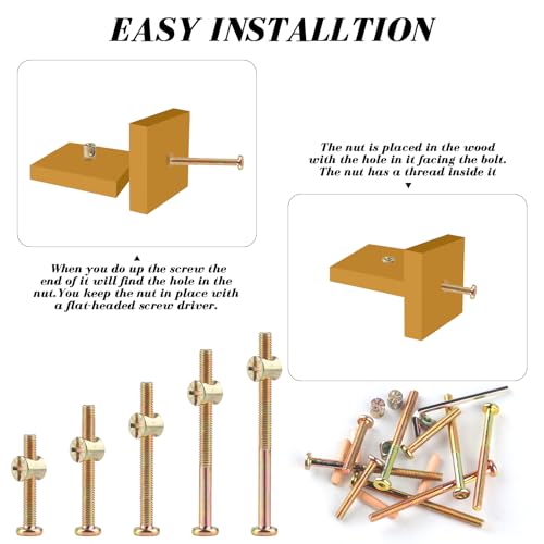 M6x40/50/60/70/80mm Crib Screws Assortment 20 Set Wooden Bed Hardware Kit
