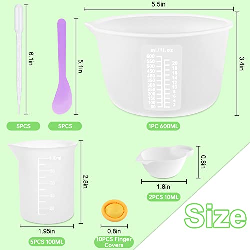 Sjubaopen Silicone Measuring Cups 600ml for Resin, Epoxy, Baking - size: 600ML+100ML+10ML