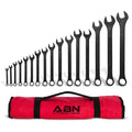 ABN Standard Wrenches Set - 16 Piece SAE Combination Wrench Set 1/4in to 1-1/4in SAE Wrench Set with Roll Up Pouch - size: SAE