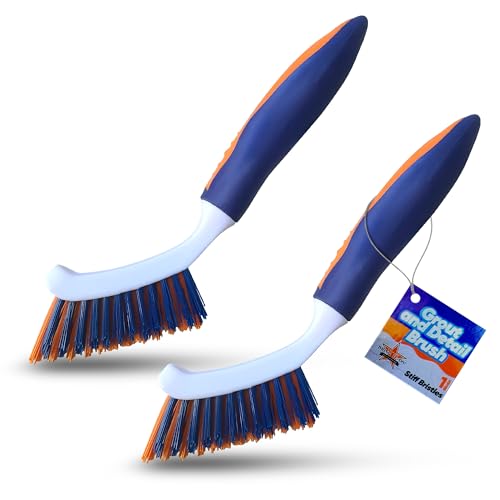 Bring It On Grout Cleaning Brush 2-Pack – Crevice Cleaning Brush with Stiff Nylon Bristles, 8-Inch Heavy-Duty Scrub Brush for Tile, Grout, Shower, Bathroom, Kitchen, Corners & Tight Spaces - style: 2 Pack
