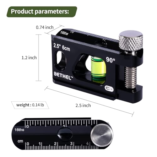 BETHEL 2.5 Inch Magnetic Torpedo Level Aluminum Alloy Pocket Conduit Level - color: Black 2.5in