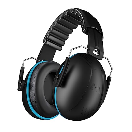 Noise Cancelling Ear muffs for Shooting Ear Protection, SNR 35dB Noise Reduction Headphones for Adult Kids Autism, Adjustable Sound proof Hearing Protection for Shooting Mowing Construction(Blue) - color: Blue