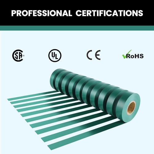 Lichamp 10-Pack Green Electrical Tape Waterproof, 3/4 in x 66ft, UL/CSA
