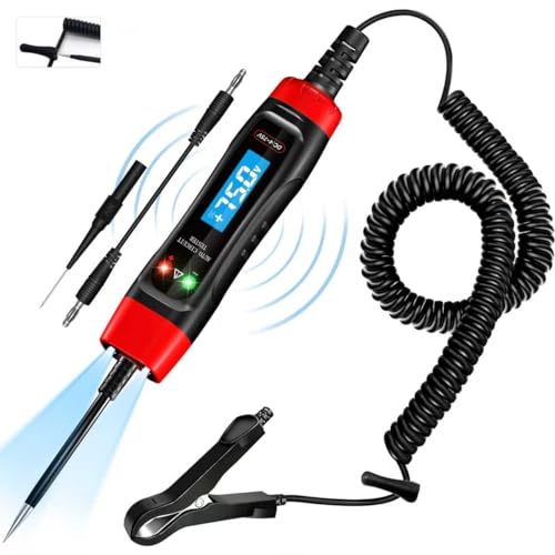 Automotive Test Light 4-75V DC LCD Digital Voltage Tester with Buzzer Sound, Auto Circuit Tester with Voltmeter, Electric Test Probe Pen for Car Battery Polarity Continuity Fuses