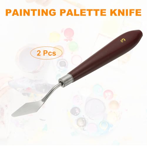 HARFINGTON 2pcs Palette Knife Painting Tool 1.46" x 0.63" Stainless Steel Art Spatula Pallet Knives Scrapers Tools with Plastic Handle for Acrylic Oil Canvas Mixing Spreading, Red/Silver - size: 1.46" x 0.63"