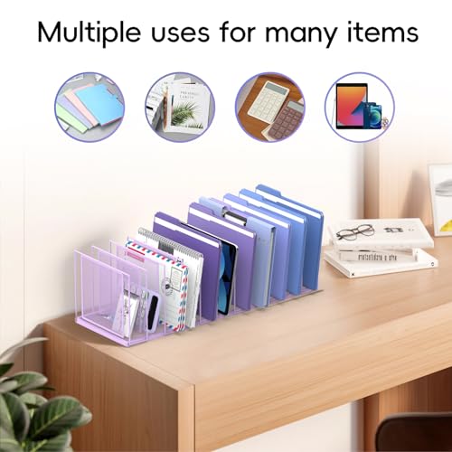 File Organizer for Desk, 11-Section Vertical File Sorter, Paper Holder Organizer Standing Metal File Folder for Office Home Classroom, Purple - color: Purple, size: 1 Pack 11-Section