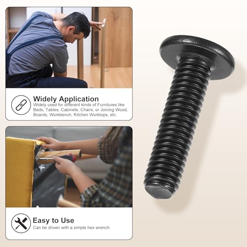 METALLIXITY Flat Head Hex Socket Cap Screws Bolts 1/4"-20x1-1/4 30Pcs - color: Black, size: 1/4"-20x1-1/4"