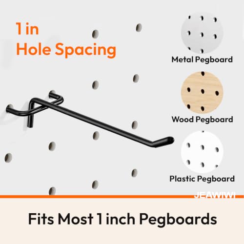 JEAWIWI 36 Pcs Metal Pegboard Hooks, 4 & 6 & 8 Inch, Fit 1/6 in Peg Board - color: Black, size: 4&6&8in 36pcs