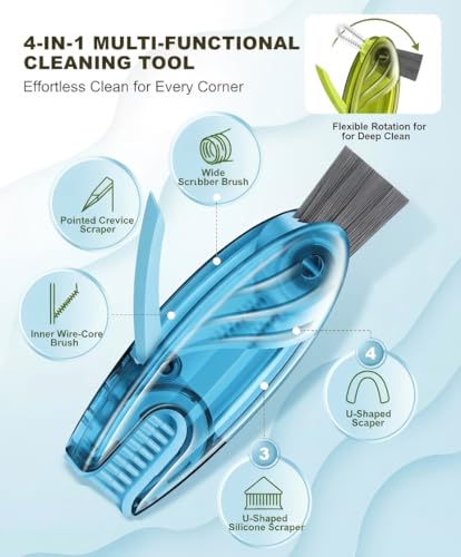 3 Pcs 4 in 1 Cup Lid Gap Cleaning Brush Set - Multifunctional Bottle Cleaning Brush Portable Silicone Cup Lid Cleaner | Tools for Home Kitchen and Travel