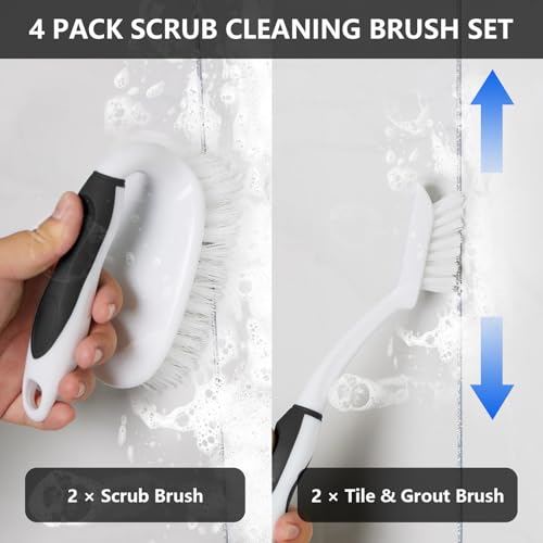 Scrub Brush Set, 4 Pack Deep Cleaning Brush Kit, Black - color: Black