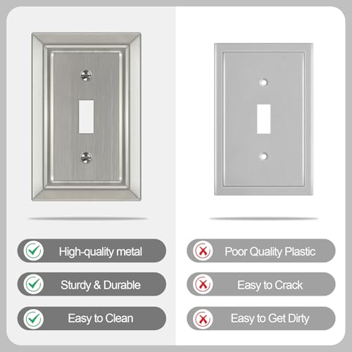 Metal Wall Plate for Light Switch, Applicable to Single Toggle, 6 Pack - size: Single Toggle