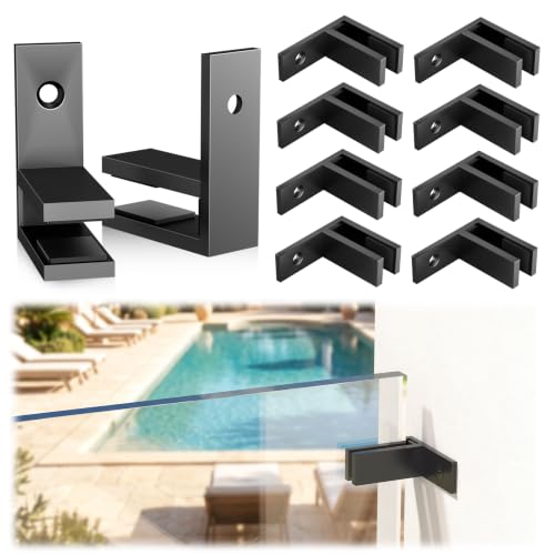 10Pack Black Railing Wall to Glass Clamp, F-Shape Glass Railing Clip - size: 10 Pack, style: F Shape