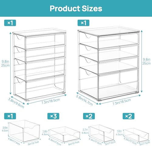 Vtopmart Acrylic Desk Organizer with 8 Drawers for Office, Makeup, Crafts - style: C