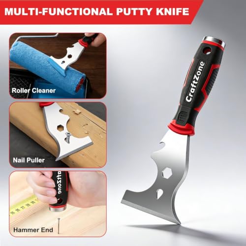 14Pcs Drywall Knife Set Drywall Patch Kit Included Putty Knives Taping Knives Painter Scraper Bucket Scoop Mud Pan Paint Scraper Mud Mixer & Tool Bag