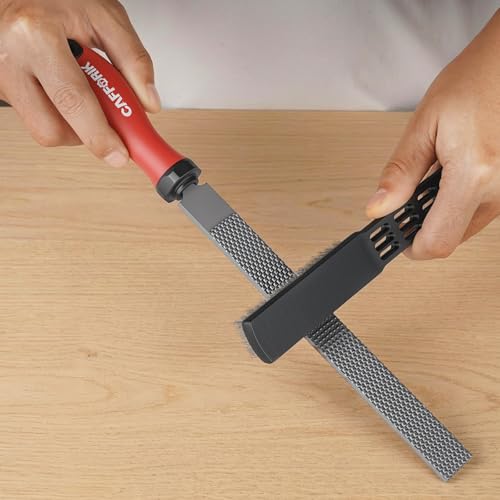 4PCS Wood Rasp File Set, 8-Inch, High-strength carbon steel, Flat/Half-round/Round Wood file with Handle, Wire Brush, For Woodworking